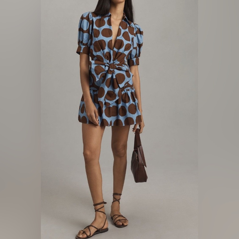 Farm Rio Anthropologie Bow-Front Mini Dress